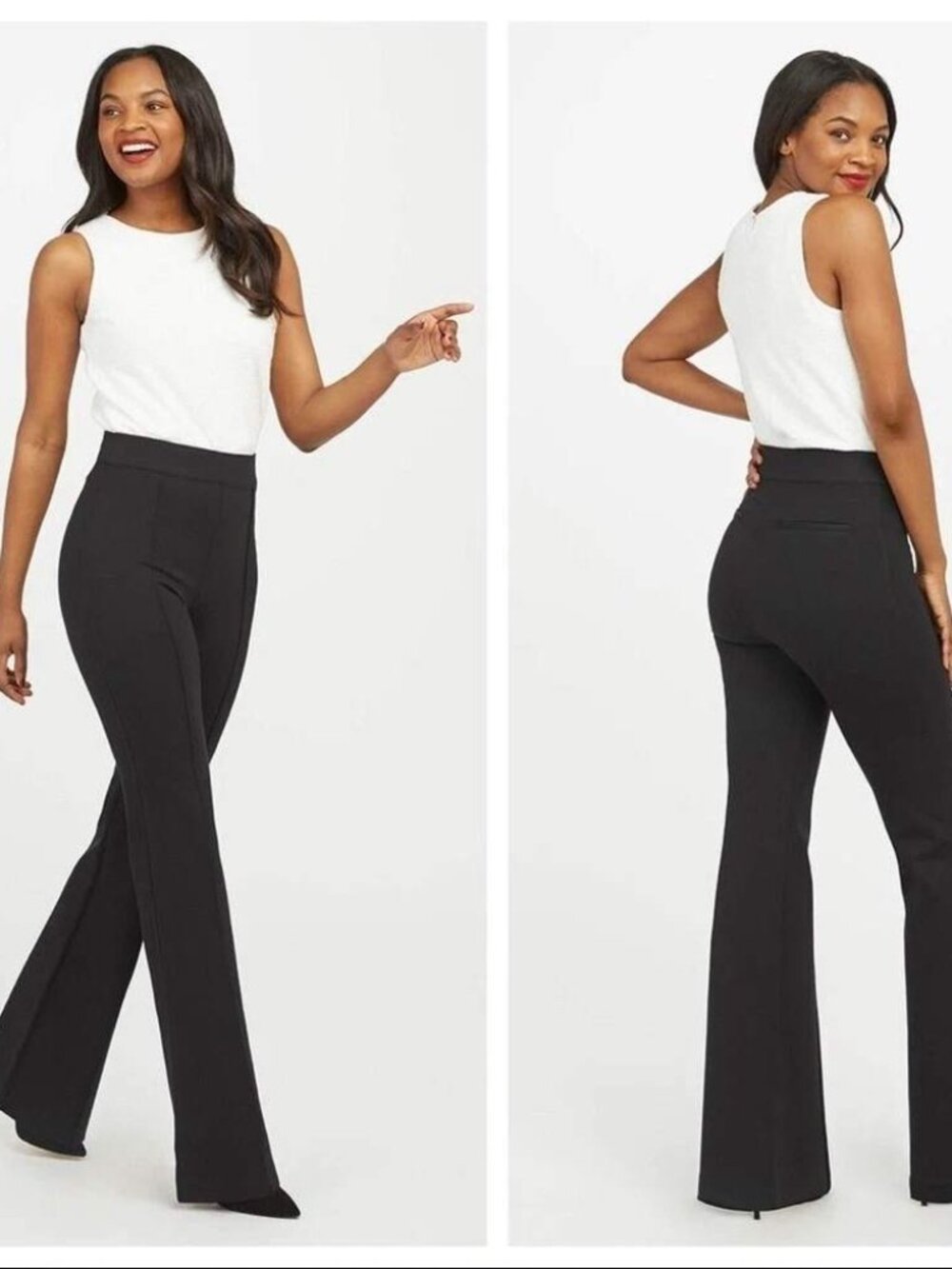 SPANX Supersmooth Perfect Fit Ponte High Rise Flare Seamed Black Pant XL Petite
